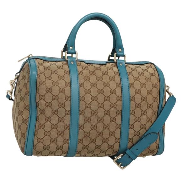 GUCCI GG Canvas Boston Bag 2way Gold Beige 247205 Auth 141405 - Picture 1 of 16